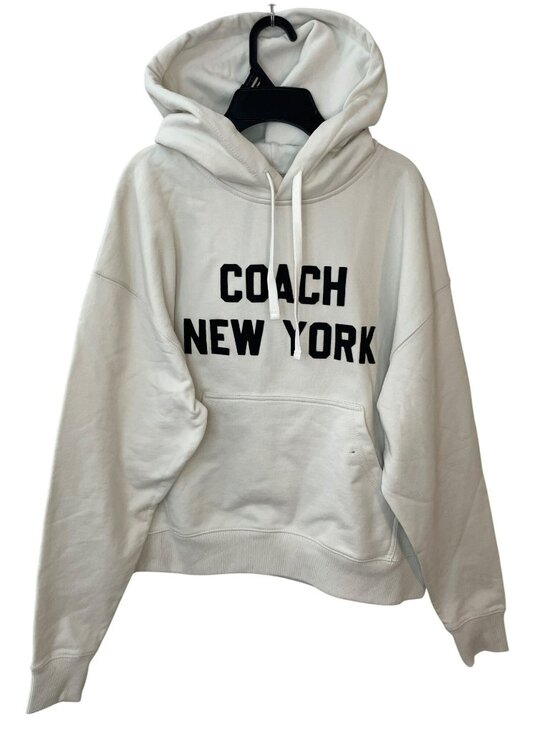 Coach Tops - Coach Location Hoodie Cream Logo Embroidery Cotton Unisex Sz XS MSRP$295 DEFECT
